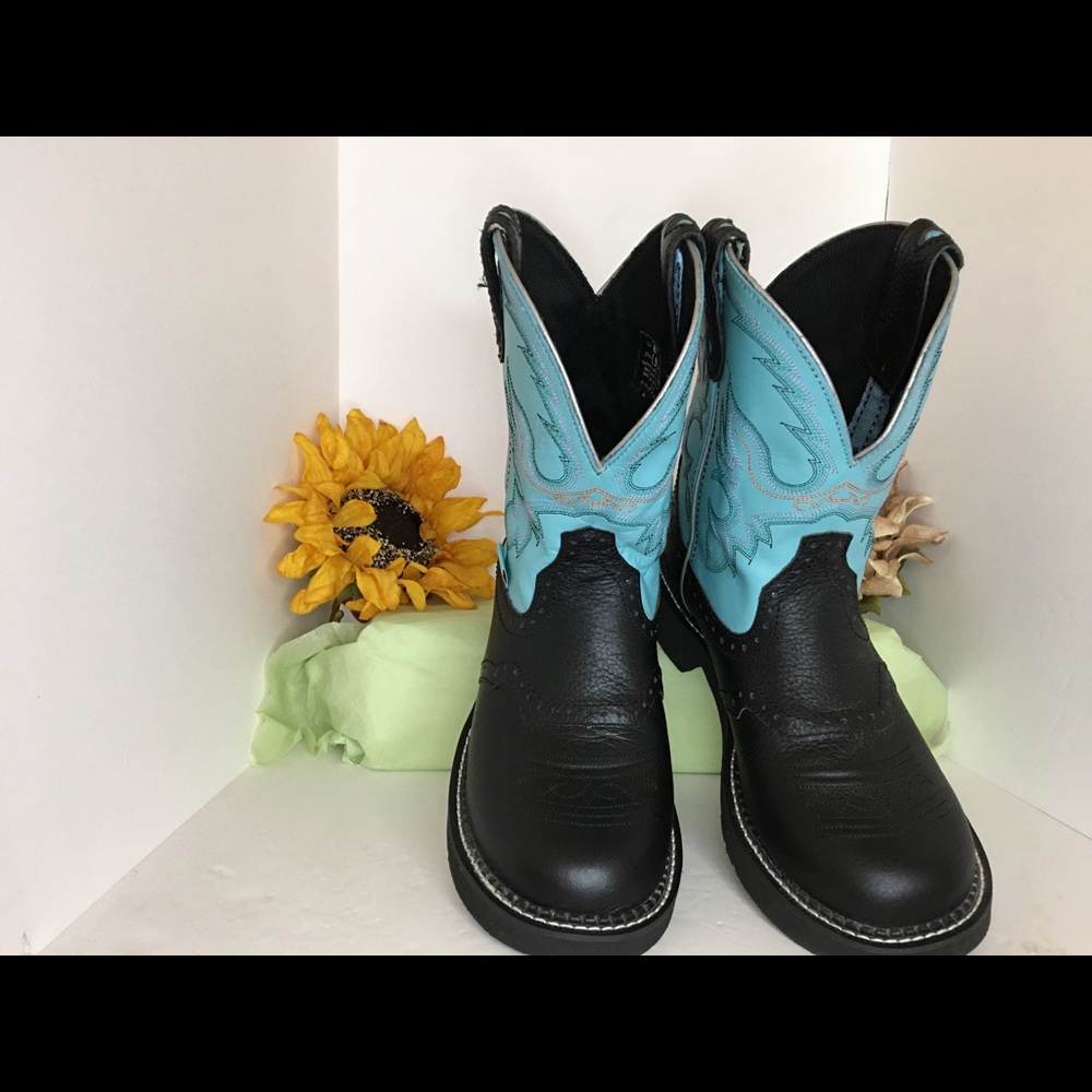 Justin Gypsy Cowgirl Gemma Aqua and Black Round Toe
